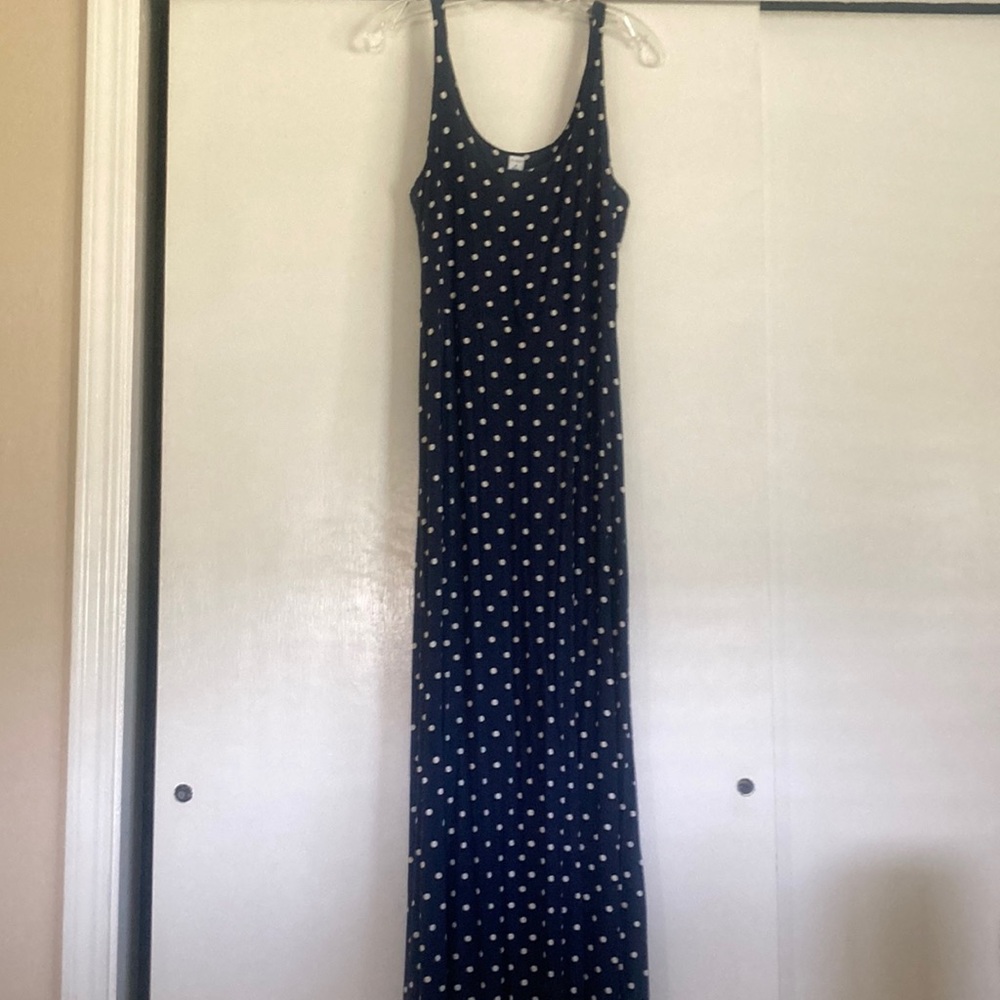 NWOT Navy Polka Dot Maxi Dress